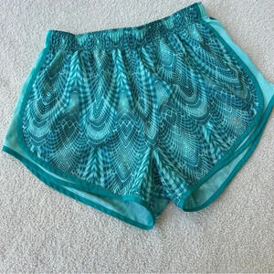 Women’s Nike Dri Fit Teal & Turquoise All Over Kaleidoscope Print Running Shorts
